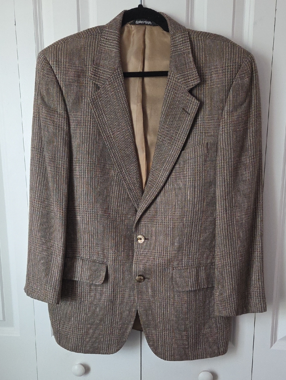 Men's Brown Herringbone Blazer - Classic Two-Button Sport Coat